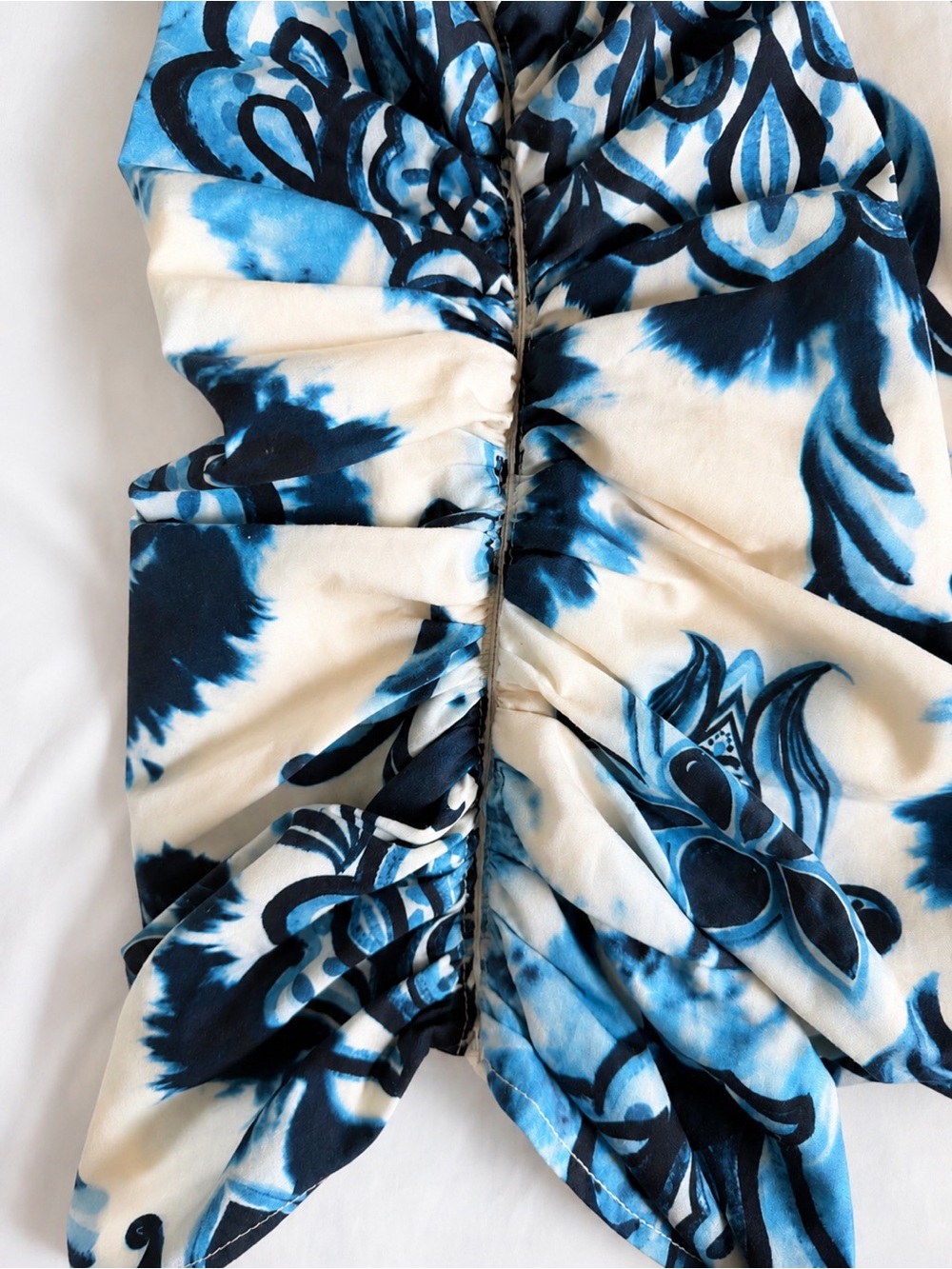Zara NWT Blue White Printed Ruched Cami Top Size Medium - Picture 4 of 9